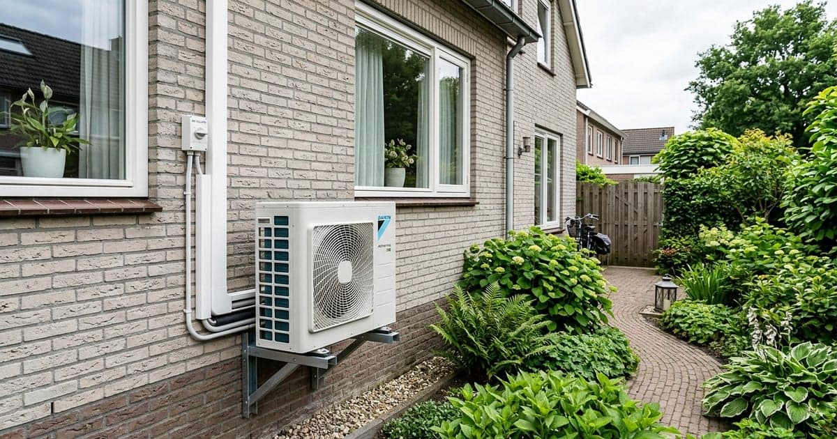 Warmtepomp installatie buiten een woning
