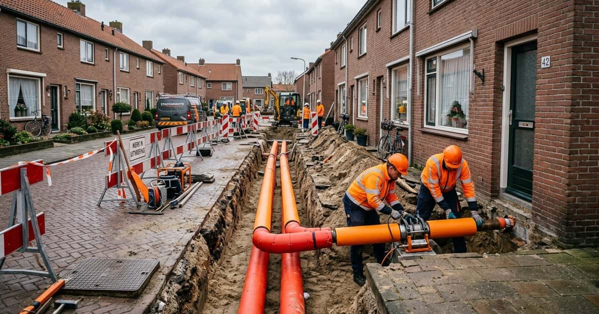 Warmtenet buizen in een stadswijk