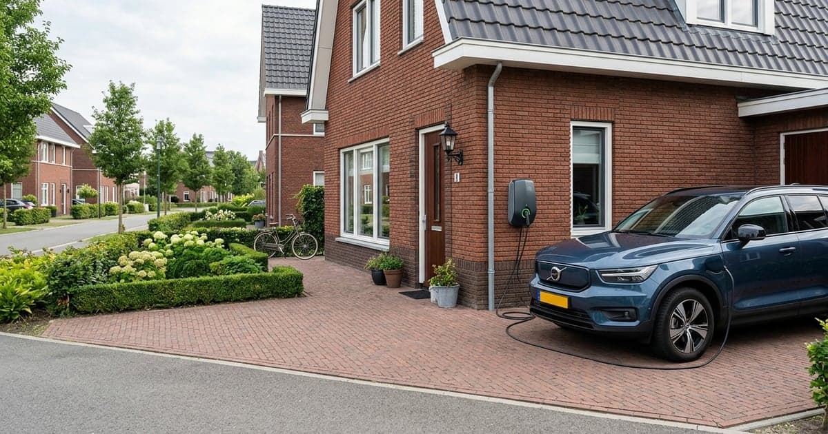 Elektrische auto laadt met slimme laadpaal